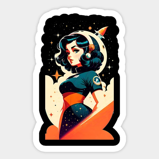 Space Pin Up Girl Sticker by Doctor Doom's Generic Latverian Storefront